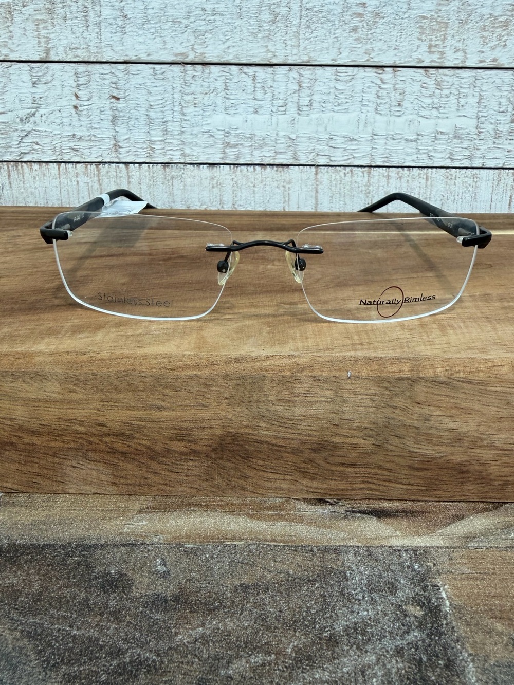 NATURALLY RIMLESS NR345 Gun Black Flex Hinge Mens Eyeglass FRAMES 56-18-140 NWT